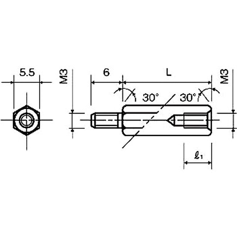 ＳＵＳ３０３六角スペーサーＢＳＵ 306 SUS303 生地