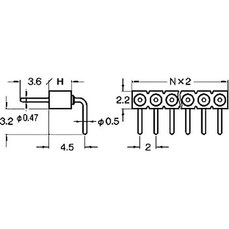 PRR-210284-04 ピンヘッダー(ピン) PRR-210284-00ライトアングル(1列
