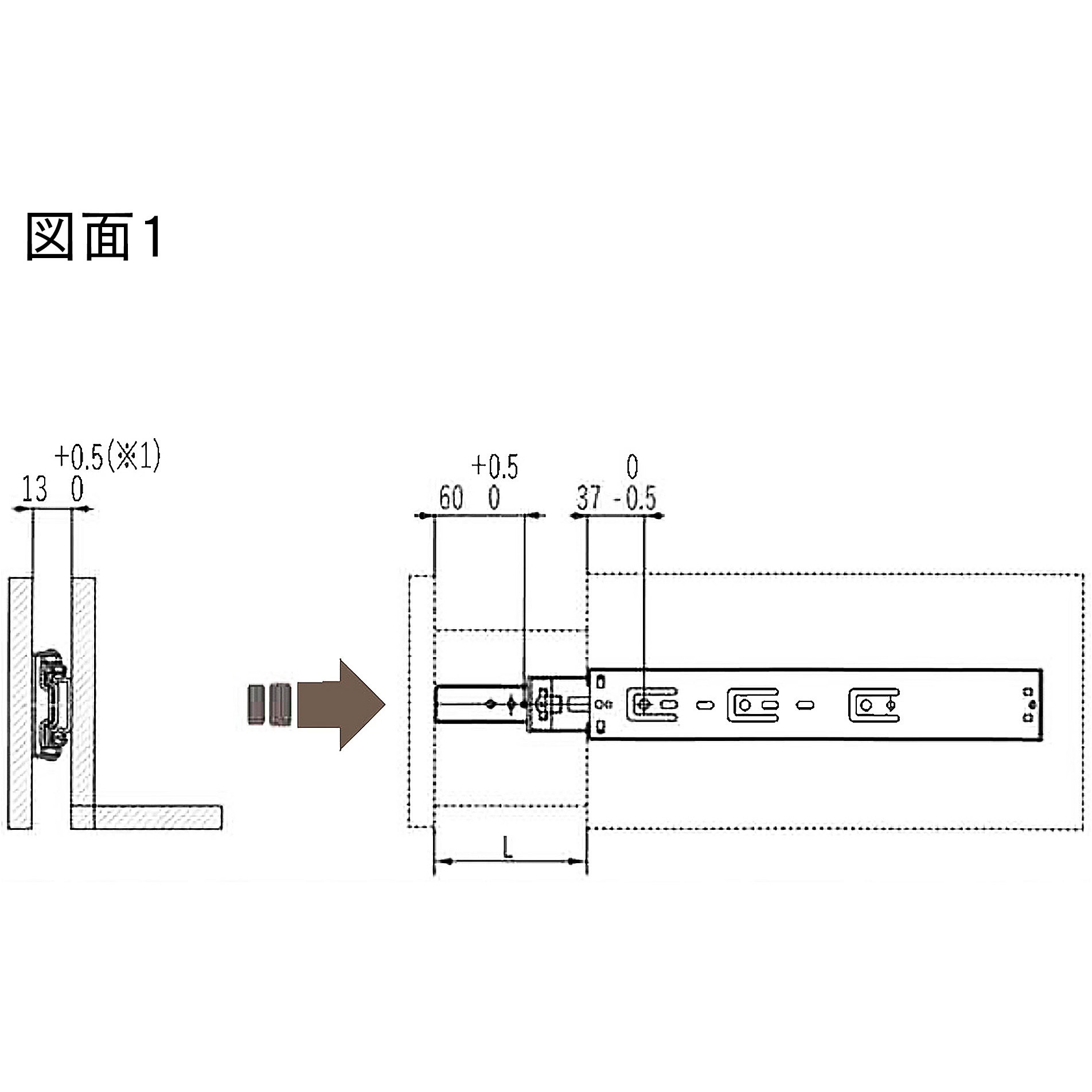 K1220-50S ダンパー付きスライドレール WAKI(和気産業) ソフト