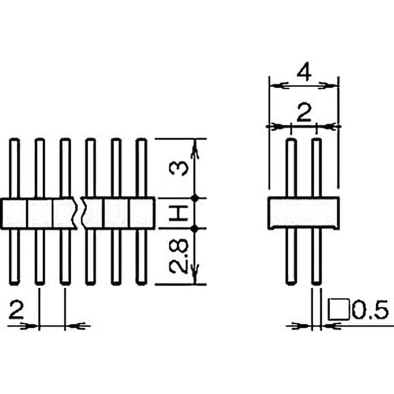 PSS-220153-03 ピンヘッダー(ピン) PCB取付穴径Φ0.8 PSS-220153-00(H