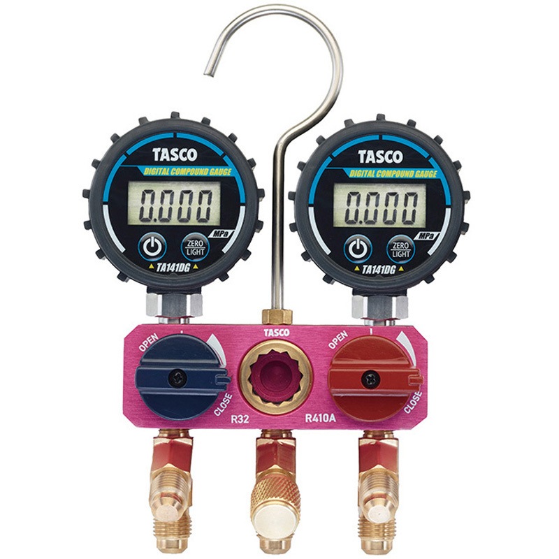 TA122MD R410AR32用ミニボールバルブ式デジタルゲージマニホールド イチネンTASCO ゲージ径60mm  TA122MD