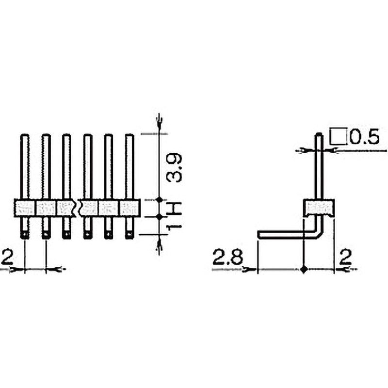 PSR-210154-11 ピンヘッダー(ピン) PCB取付穴径Φ0.8 PSR-210154-00(H