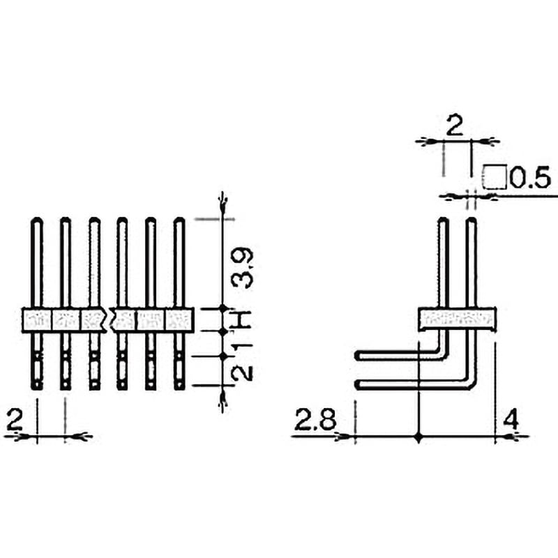 PSR-220154-09 ピンヘッダー(ピン) PCB取付穴径Φ0.8 PSR-220154-00(H