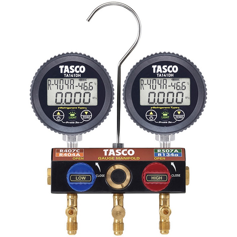 TA124HW-1 R404AR407CR134a用ボールバルブ式デジタルゲージマニホールドキット 1セット イチネンTASCO 【通販モノタロウ】