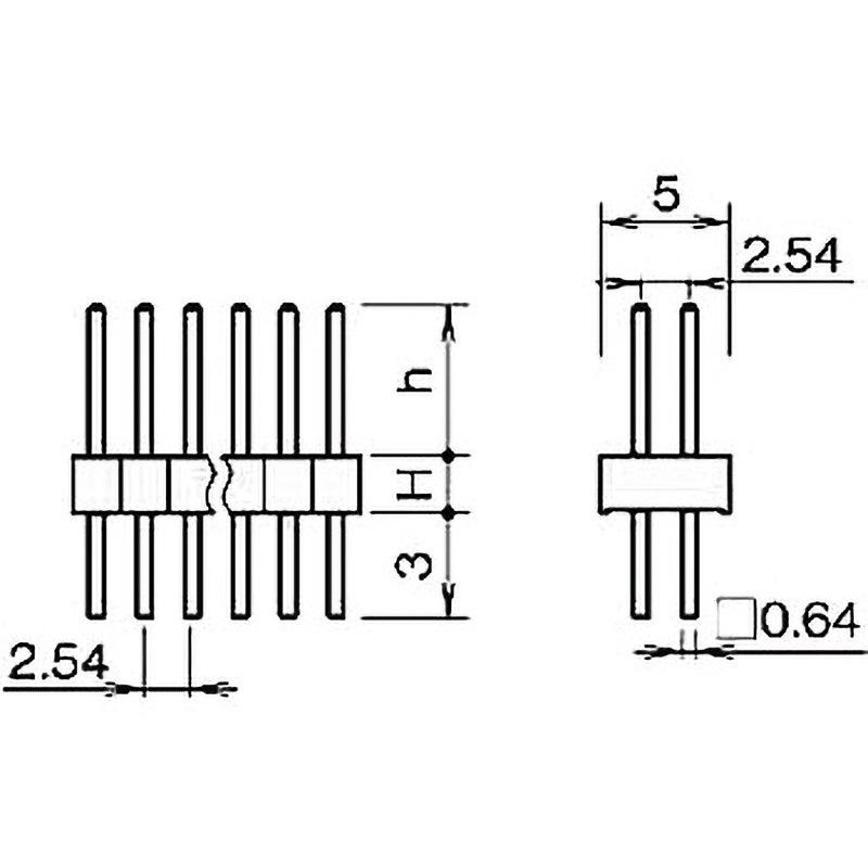 PSS-420156-05 ピンヘッダー(ピン) PCB取付穴径Φ1.02 PSS-420156-00(H