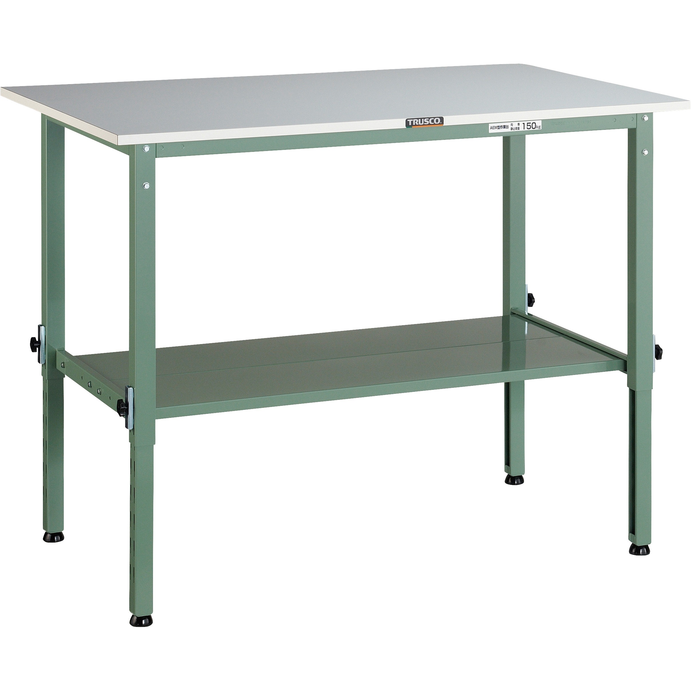 RAEM-1200LT2 軽荷重作業台高さ調節式(150kg)AEM型 TRUSCO リノリューム張製天板 間口1200mm奥行750mm高さ650～950mm