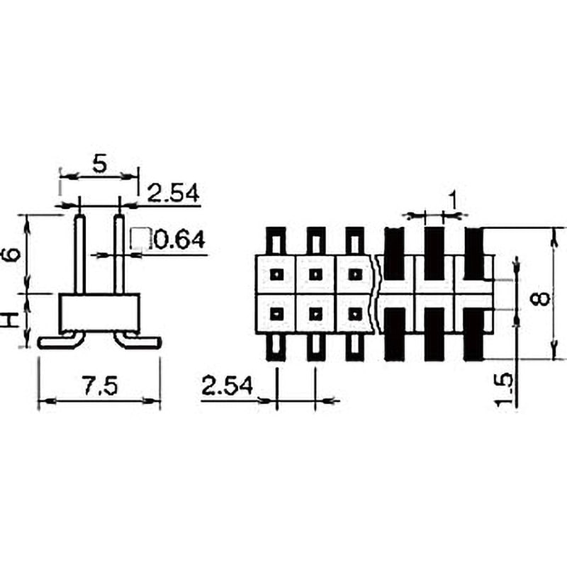 PSM-420336-07 ピンヘッダー(ピン) PSM-420336-00(H=3.3) 1袋(50個) 廣