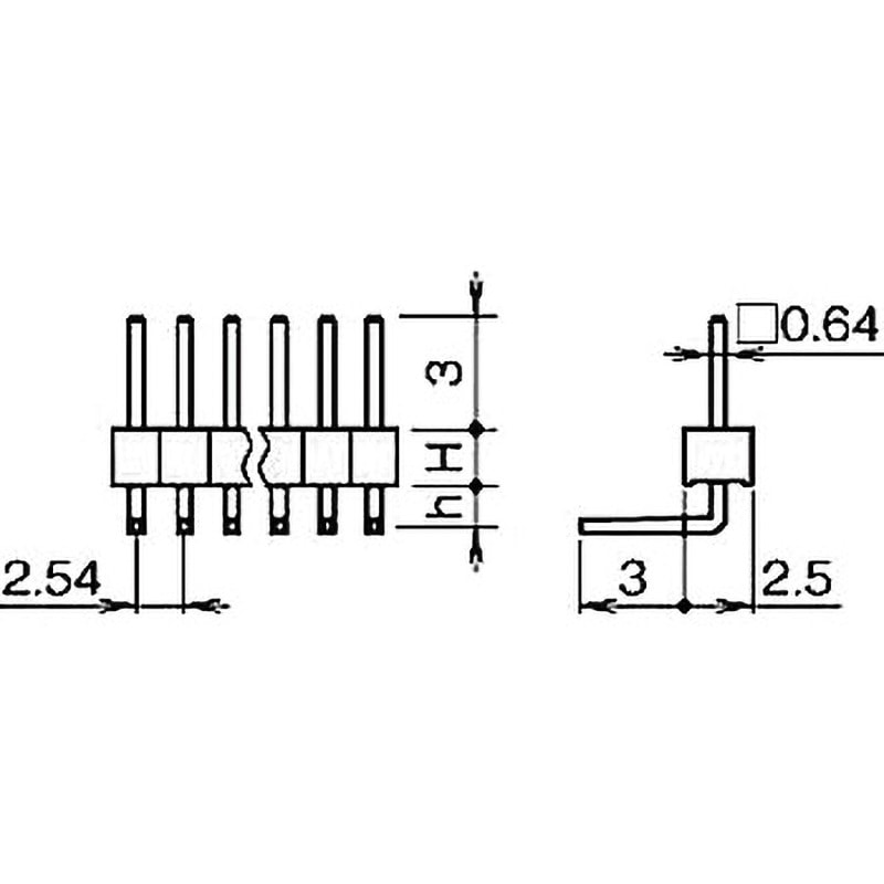 anna ページ PSR-410153-16 ピンヘッダー(ピン) PCB取付穴径Φ1.02 PSR-410153-00(H