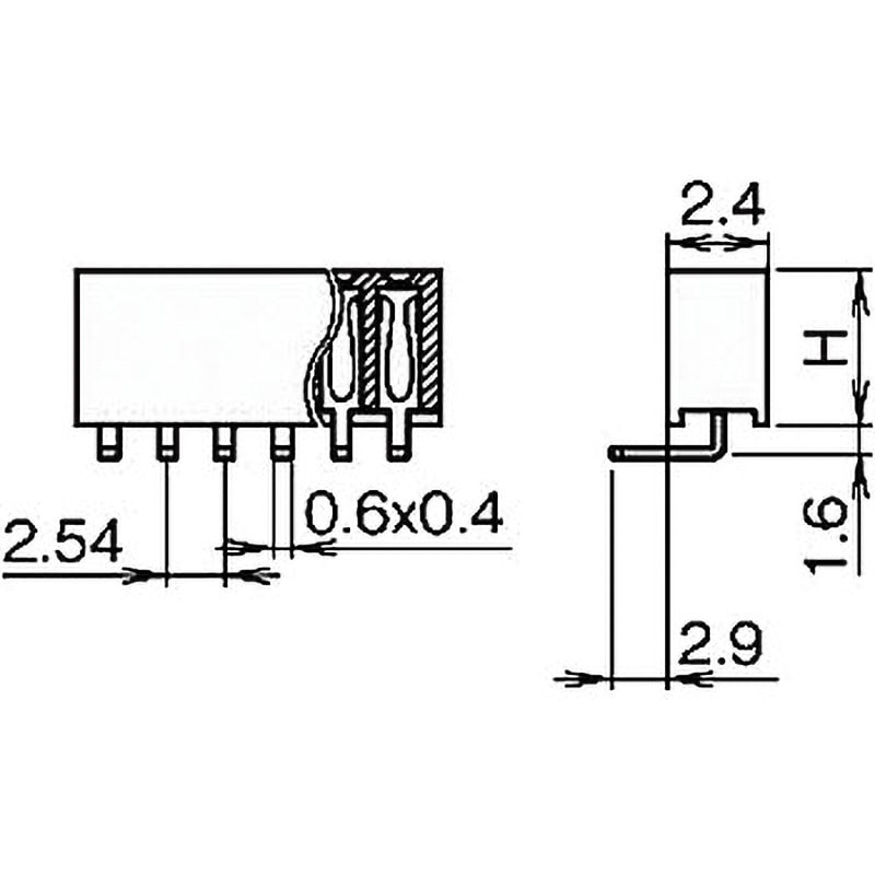 FSR-41085-12 ピンヘッダー(ソケット) PCB取付穴径Φ1.02 FSR