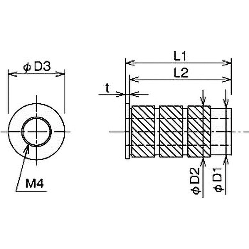 HFB-406535 インサートナット(黄銅ビットインサート) HFB-400(M=4
