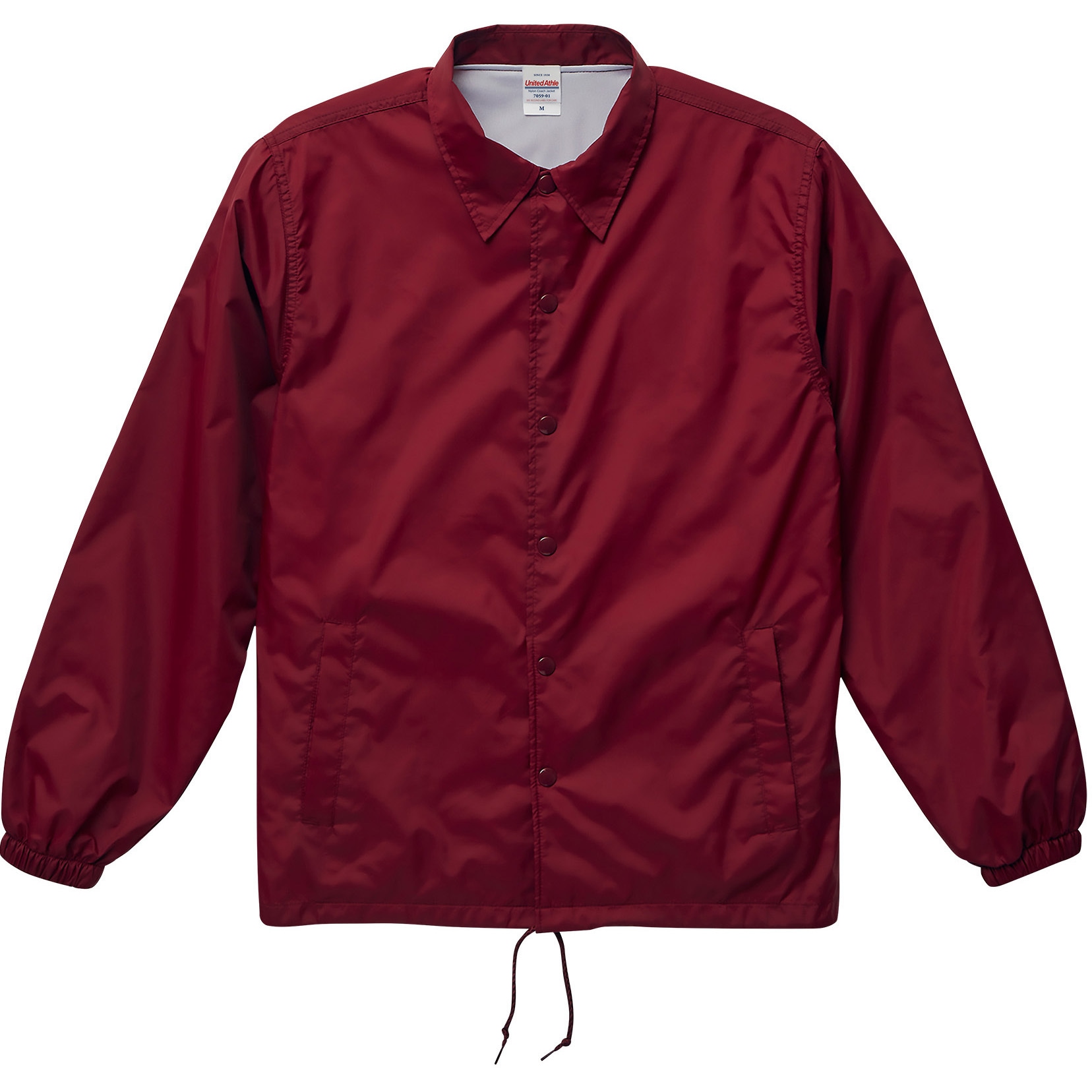 7059‐01 ナイロン コーチ ジャケット(裏地付き) ユナイテッドアスレ 撥水・防風 バーガンディ色 XXL着丈79cm