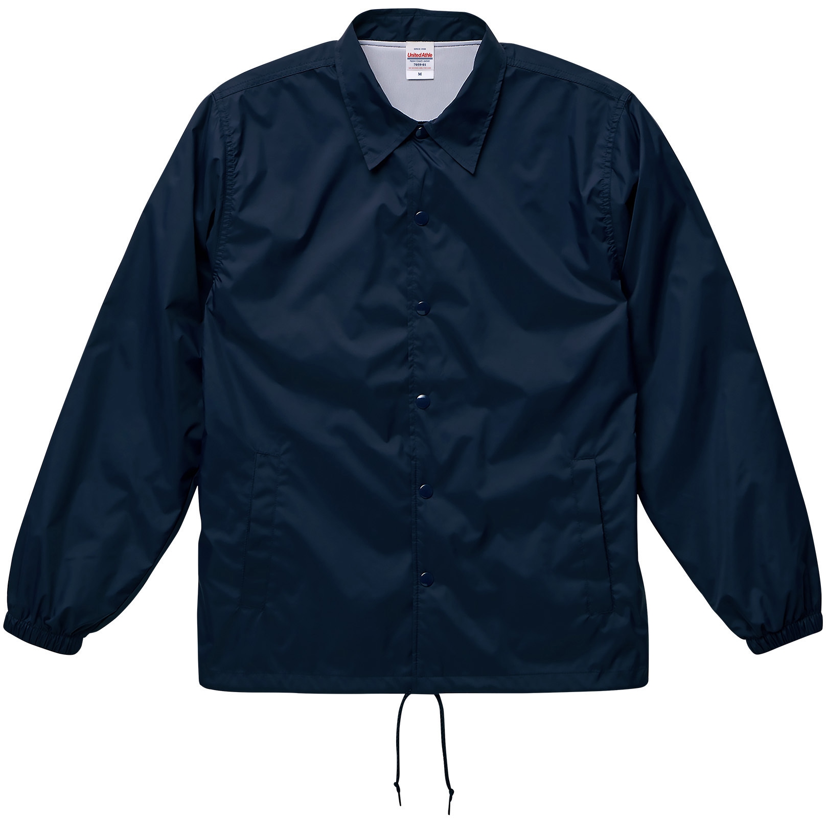 7059‐01 ナイロン コーチ ジャケット(裏地付き) ユナイテッドアスレ 撥水・防風 ネイビー色 XXL着丈79cm