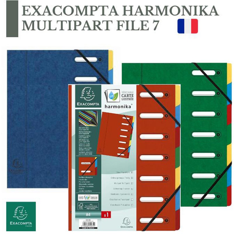 EXC55075E マルチパートファイル 7分割 EXACOMPTA レッド色 サイズA4 1