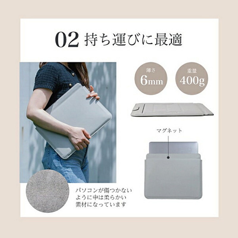 SM-PC01(BK) スタンド付きパソコンケース 13-14インチ対応 NAKAGAMI PU