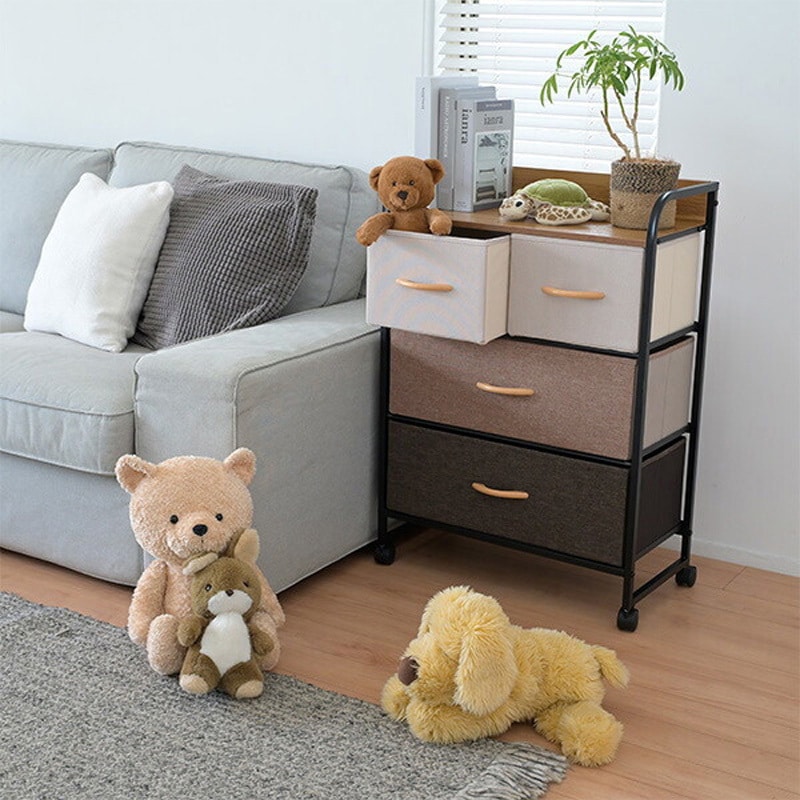 YZFC-6080(BR) 木製天板付きチェスト キャスター付き YAMAZEN(山善) 3