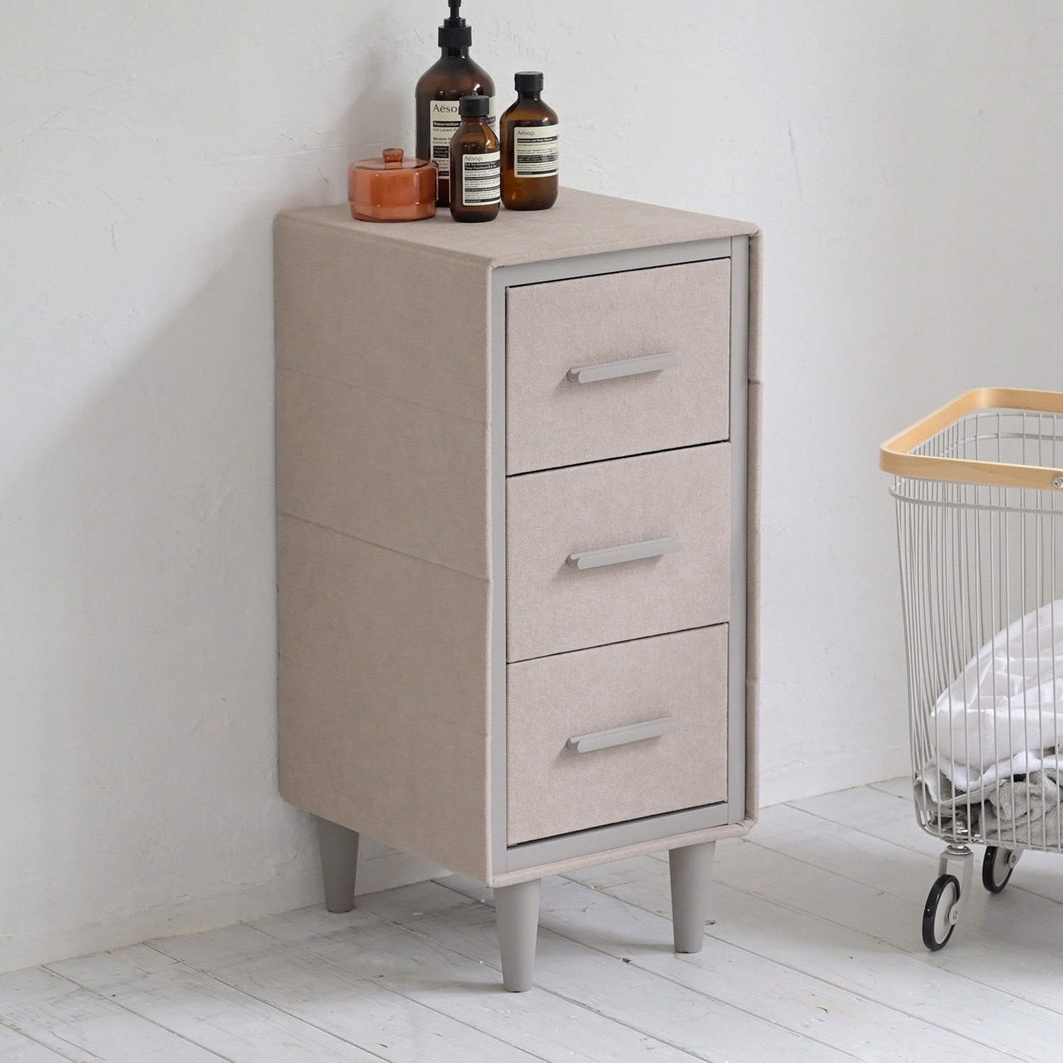 YZDFC-3070(GG) 脚付き ファブリックチェスト YAMAZEN(山善) 3段