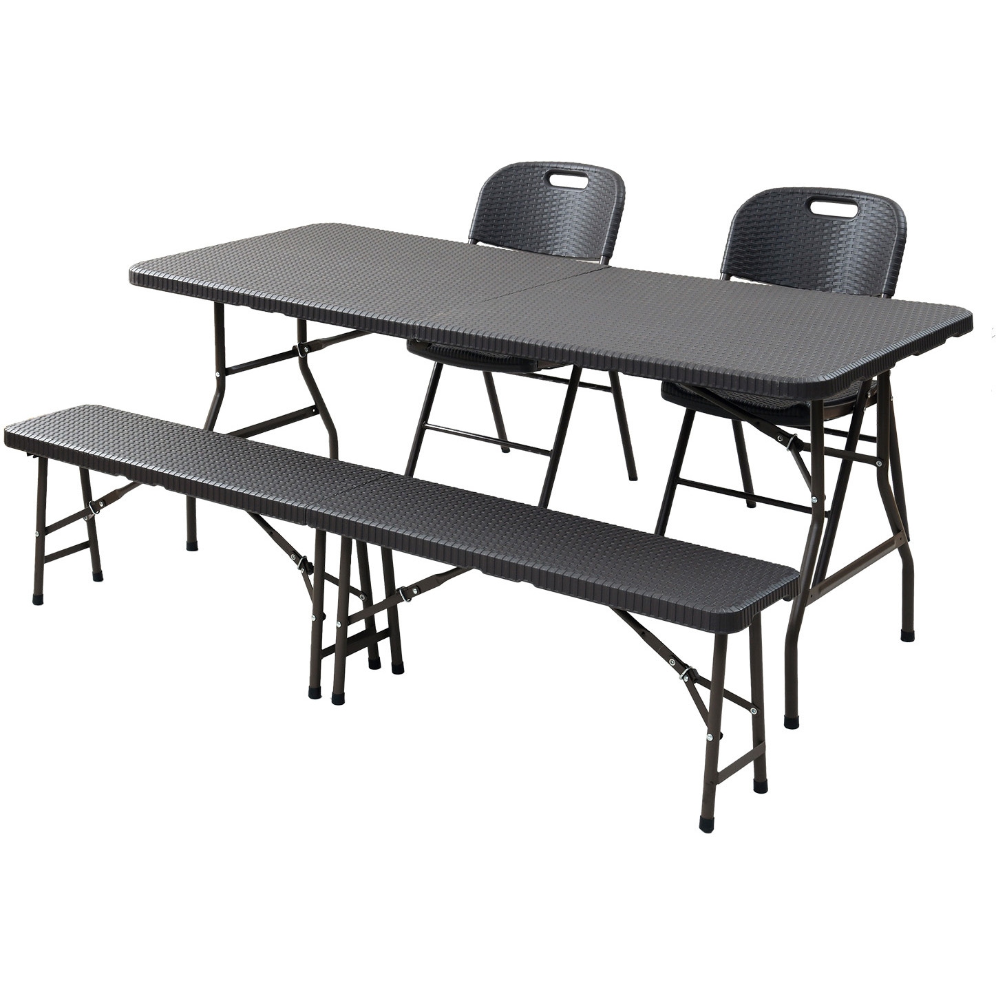 HFT-1876/HFB-1828/HFC-49×2 ウィッカー調 ダイニングテーブル&チェア&ベンチ(4点セット) 1セット YAMAZEN(山善) 【通販モノタロウ】