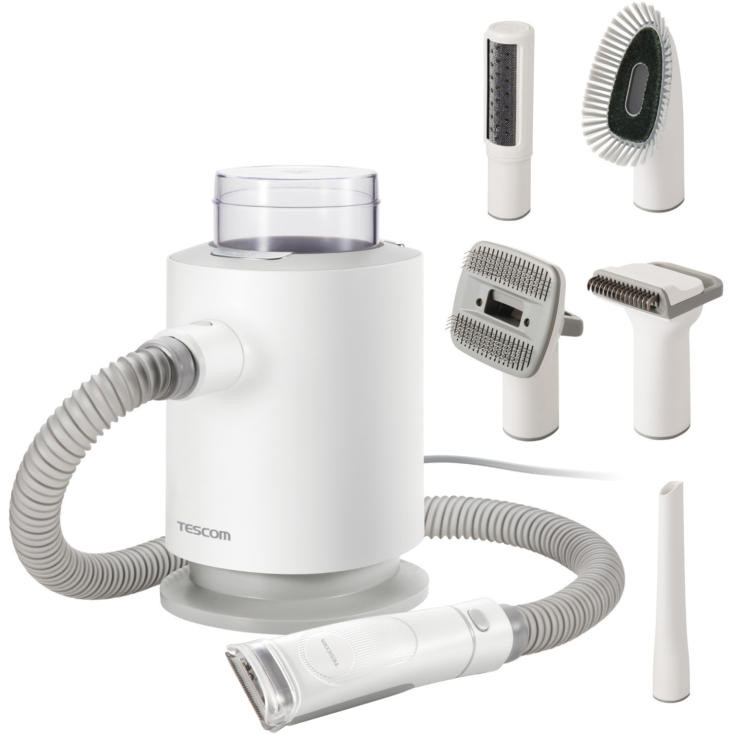 PET-TK02WH グルーミング掃除機 5in1 多機能 アタッチメント5種類 軽量 サイクロン式 テスコム コード長さ2.5mホース長さ1.3m 1個 PET-TK02WH