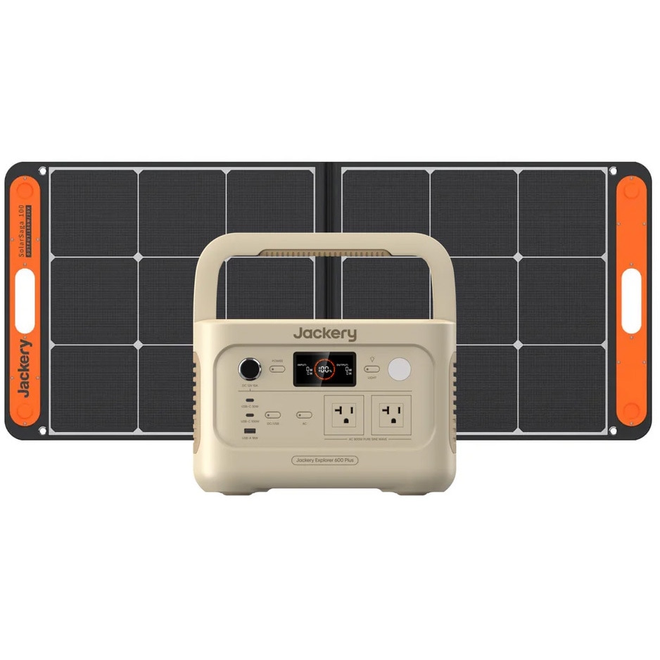 JE-600C-SJ+JS-100C Jackery Solar Generator 600 Plus 100W ポータブル電源 ソーラーパネル(サンドゴールド) 1セット Jackery(ジャクリ) 【通販モノタロウ】