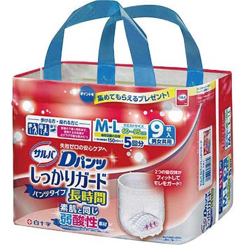 サルバ Dパンツ しっかりガード 長時間 白十字 吸収量750mL サイズM-L