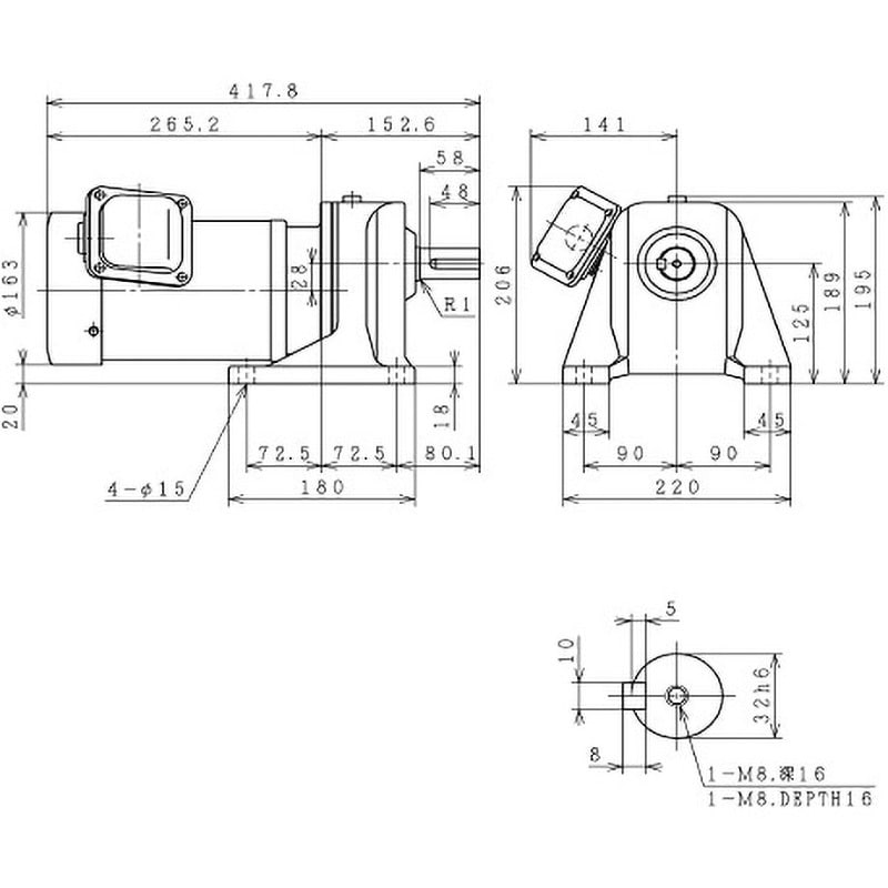 GP32-075-30A 200V トップランナーギアモーターGPシリーズ (横型