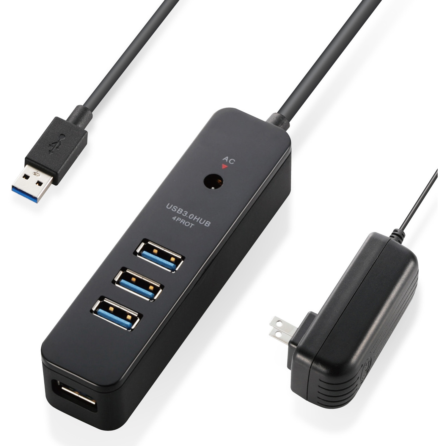 U3H-T410SBK USBハブ USB3.0 4ポート バスパワー セルフパワー 両用 AC