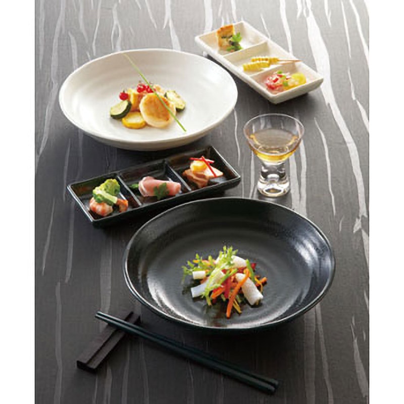 D263KOH たくみ庵 三品皿 マルケイ(国際化工) 長角皿 和食器 粉引色