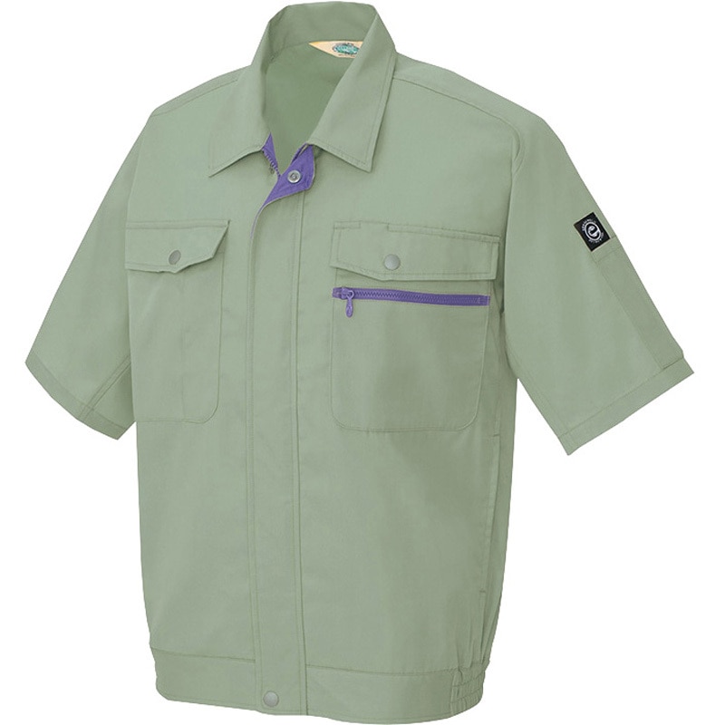 5371 半袖ブルゾン(男女兼用) アイトス 帯電防止 アースグリーン色 3L着丈70cm