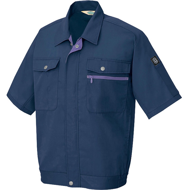 5371 半袖ブルゾン(男女兼用) アイトス 帯電防止 ネイビー色 3L着丈70cm