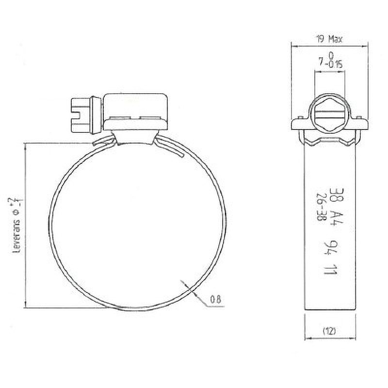 15-24 ABAホースバンド オリジナル 12mm SUS316 ABA 締付範囲15～25Φmm