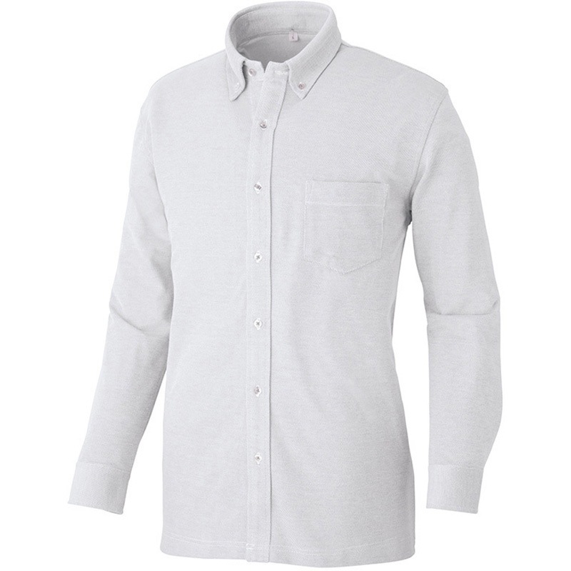 7853 長袖ニットボタンダウンシャツ(男女兼用) アイトス ホワイト色 4L着丈80cm