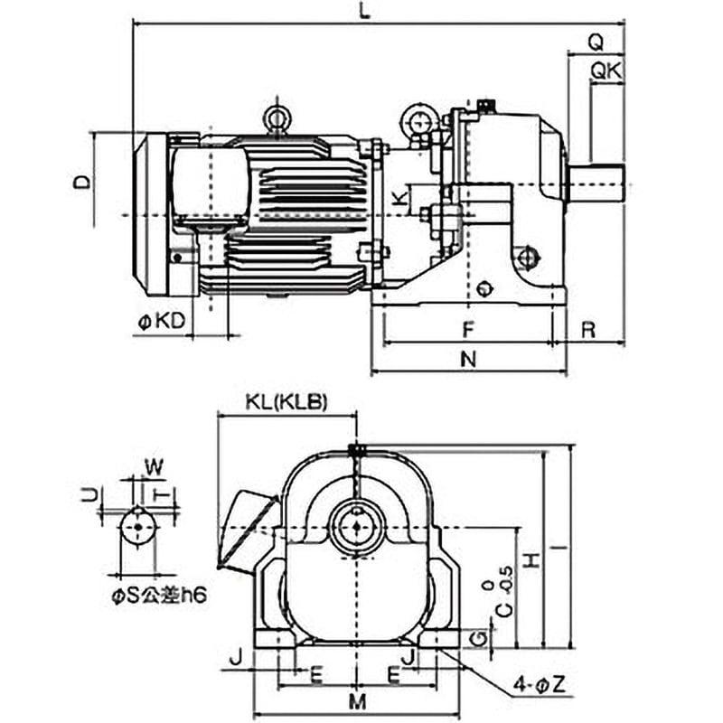 ギヤードモーター GM-LJPシリーズ(脚取付形) 三相 屋内 ブレーキなし 出力30kW