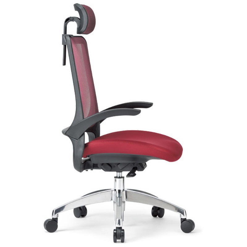 MS-1695HBK(F12)WIN オフィスチェア MS-1600シリーズ 座クッション アルミ脚タイプ ヘッドレスト・肘付き アイコ 布地