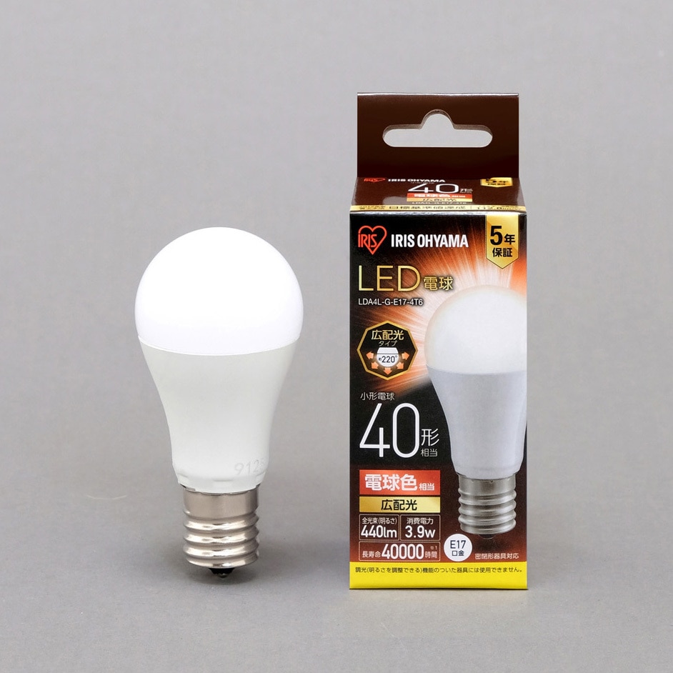LDA4L-G-E17-4T6 LED電球 E17 広配光 T6 アイリスオーヤマ 電球色相当