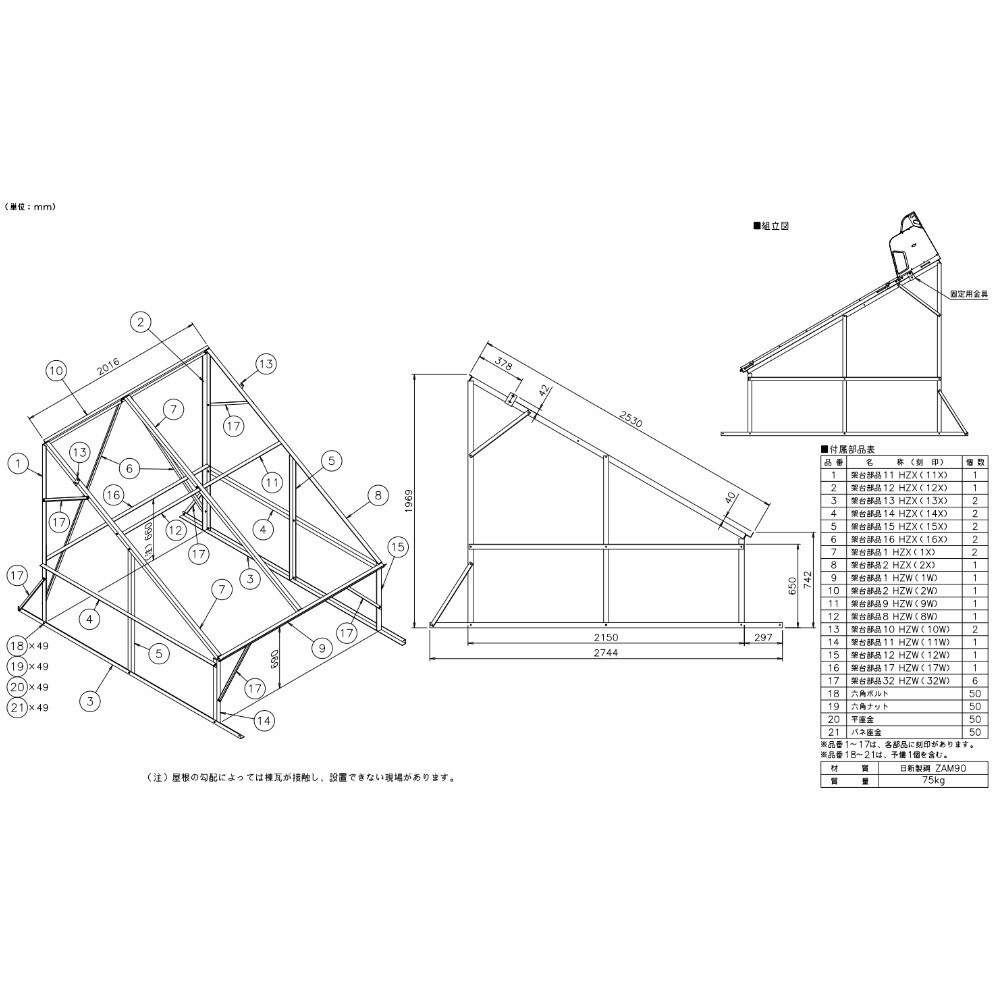 架台 421B 太陽熱温水器専用架台 東西屋根用(ワイヤー設置専用) 1個 ノーリツ 【通販モノタロウ】