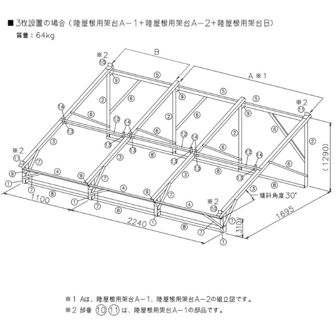 太陽熱温水器の架台 陸屋根架台 B 太陽熱温水器専用架台 陸屋根用 1個 ノーリツ 【通販