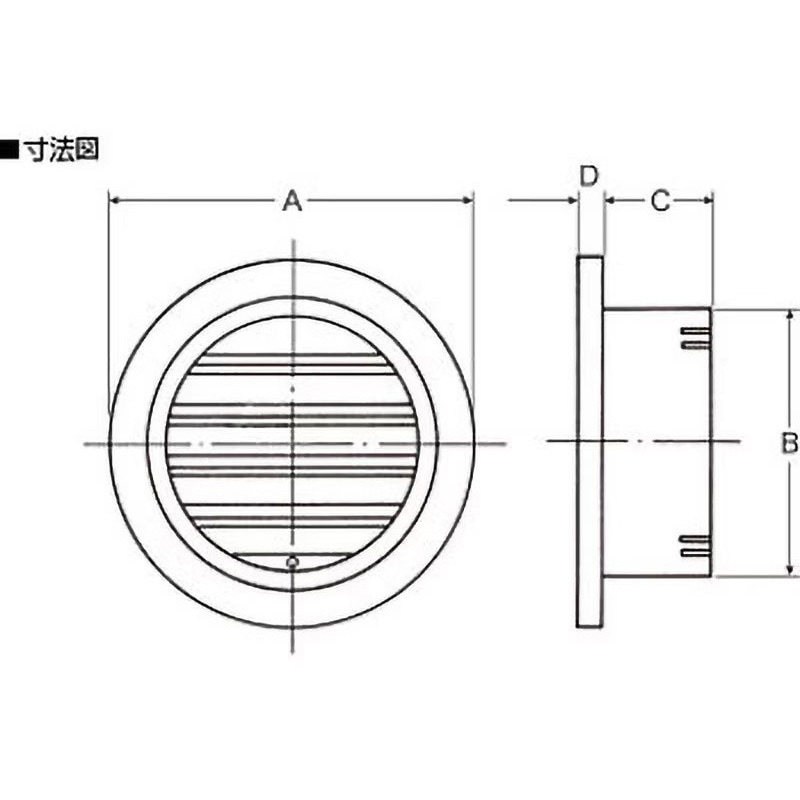 丸型 RP74ガラリ154 完全防水型 1箱（20個入） R1-MGA75-MW 樹脂製丸型ガラリ(水返し防虫網付) 1個 真田化鋼(S・ROSE