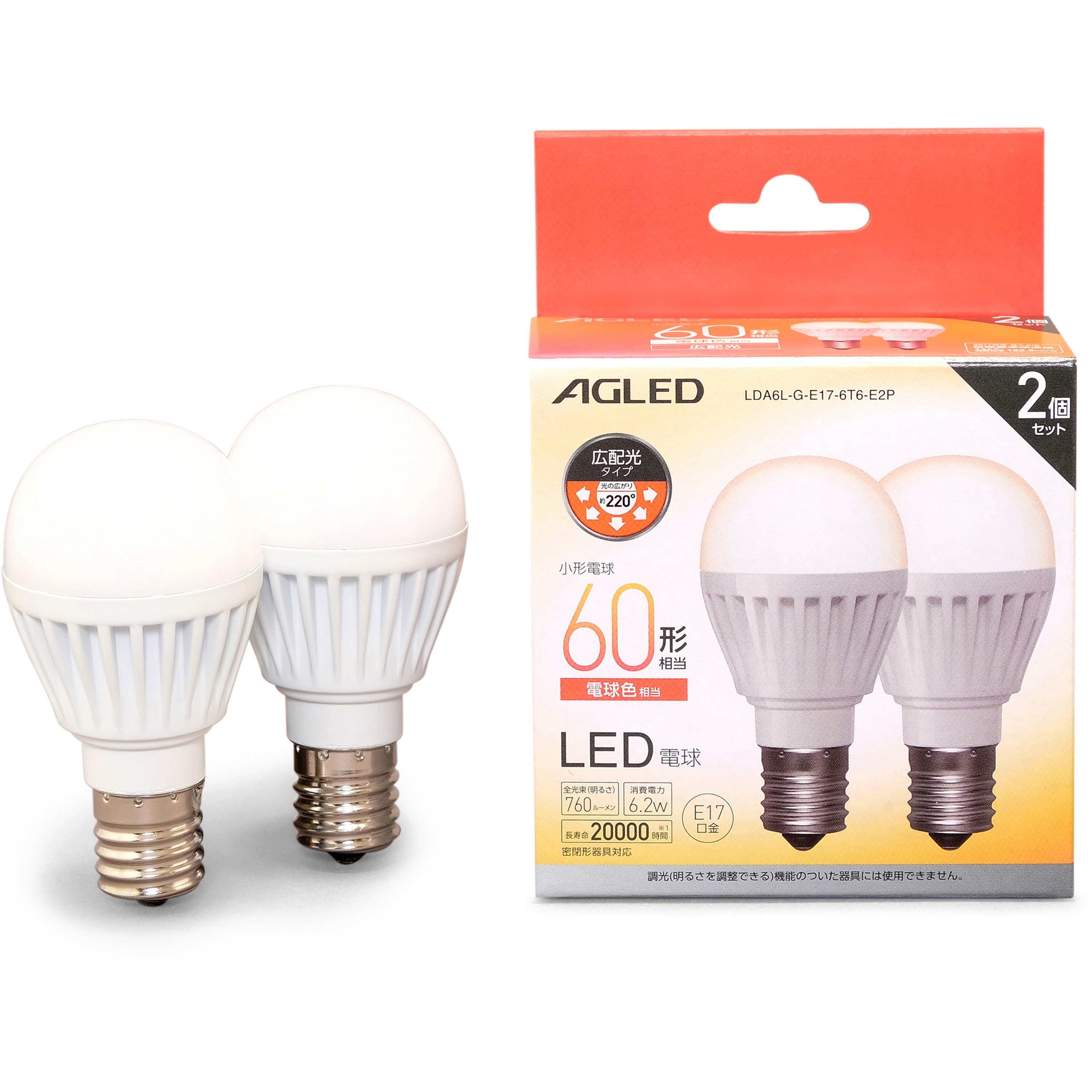LDA6L-G-E17-6T6-E2P LED電球 E17 広配光 20000時間タイプ T6 アイリス