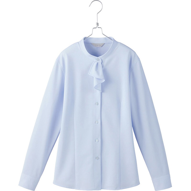 HCB4121 長袖スタンドカラーフリルブラウス アイトス サックス色 サイズ(号)21  HCB4121