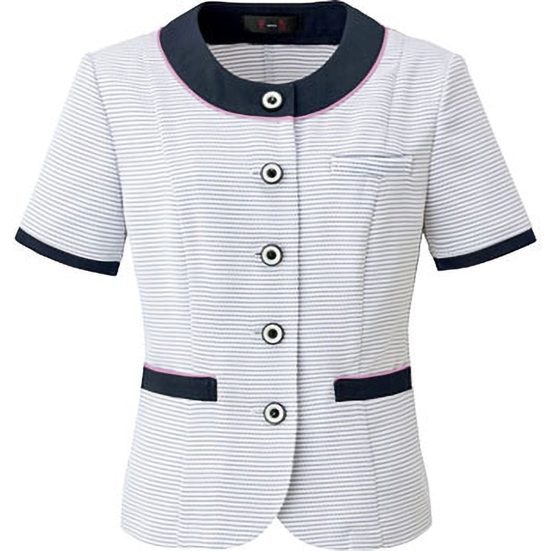 SS756L-8 美形オーバーブラウス SS756L 神馬本店 女性用 ホワイト×ネイビー色 サイズ(号)7