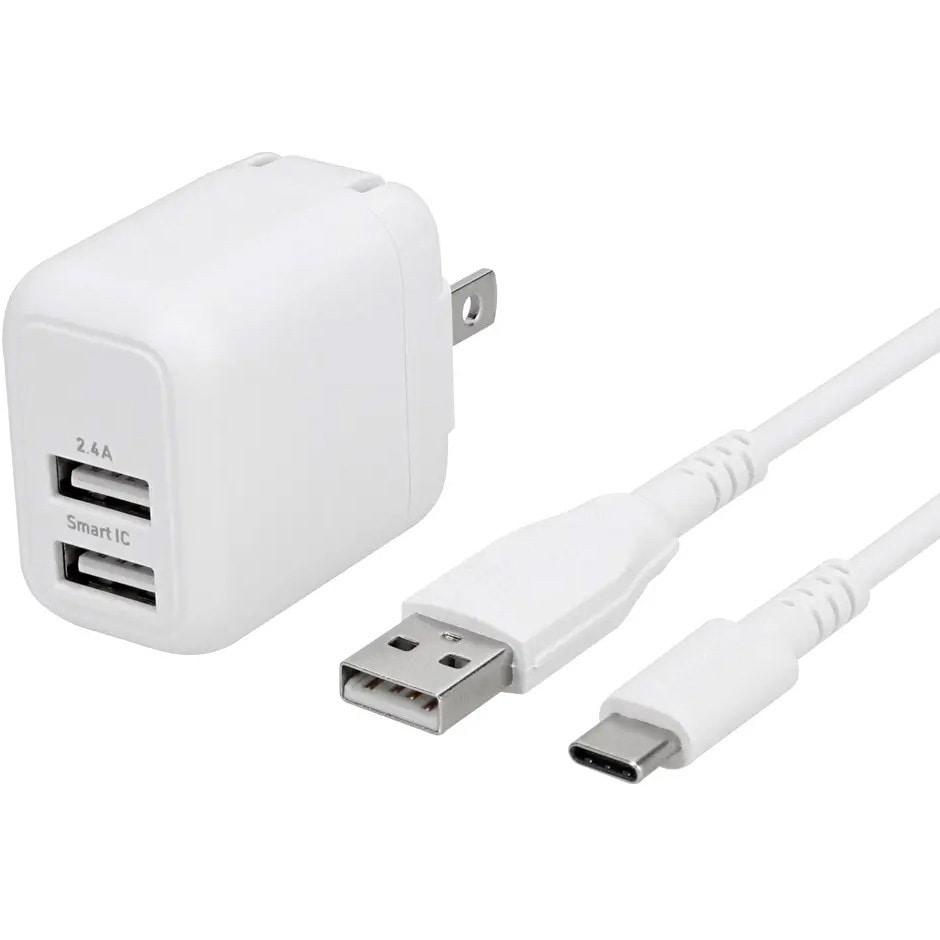 OWL-AC12WBAC20-WH 最大12W USB Type-A 2ポート AC充電器 + 超タフUSB