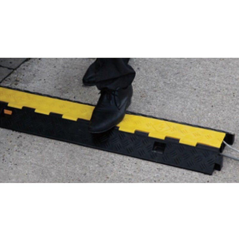 14465 2槽ケーブルプロテクター セーフラン安全用品 黄×黒色