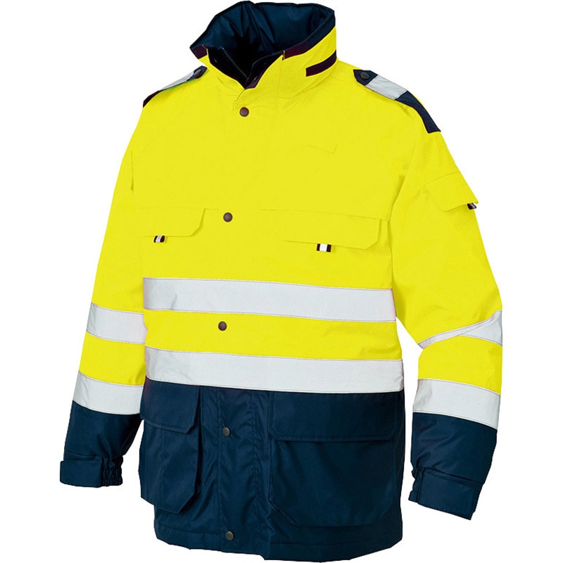 8960 高視認性防水防寒コート(男女兼用) アイトス イエロー×ネイビー色 5L着丈84cm