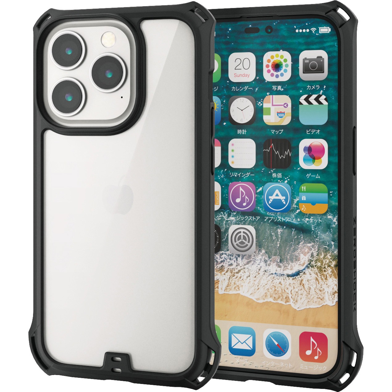 PM-A22CZEROFCBK iPhone14 Pro ケース カバー ハイブリッド 衝撃吸収