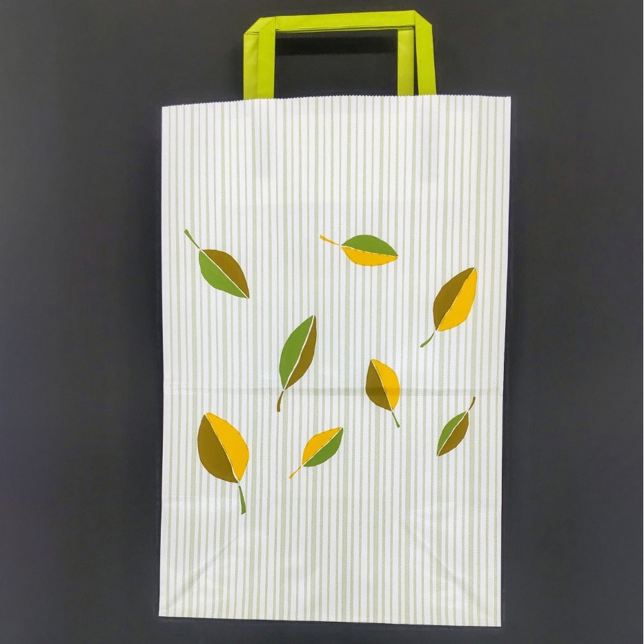 0124192 紙手提げ袋 ラッピーバッグ(ギフト用) 福助工業 木の葉柄 幅220mmマチ150mm高さ325mm 1ケース(6袋×50枚)