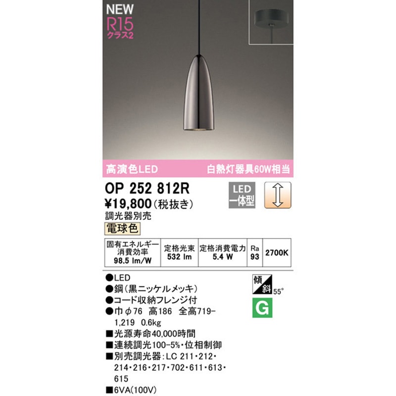 OP252812R ペンダントライト ODELIC(オーデリック) 直付専用取付 電球
