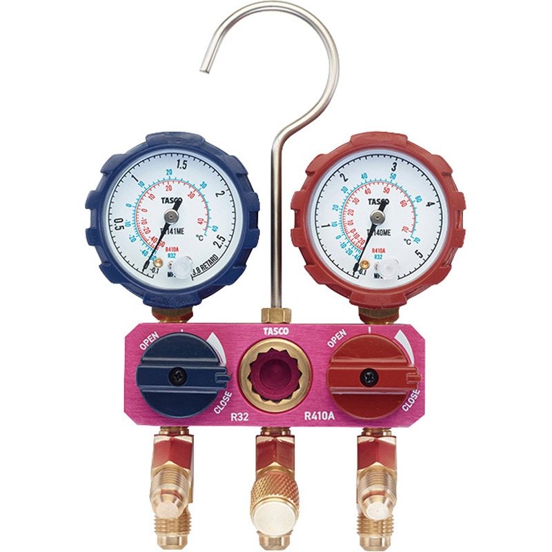 TA122MEV-2 R410AR32用ミニボールバルブ式ゲージマニホールドキット イチネンTASCO 1個 TA122MEV-2