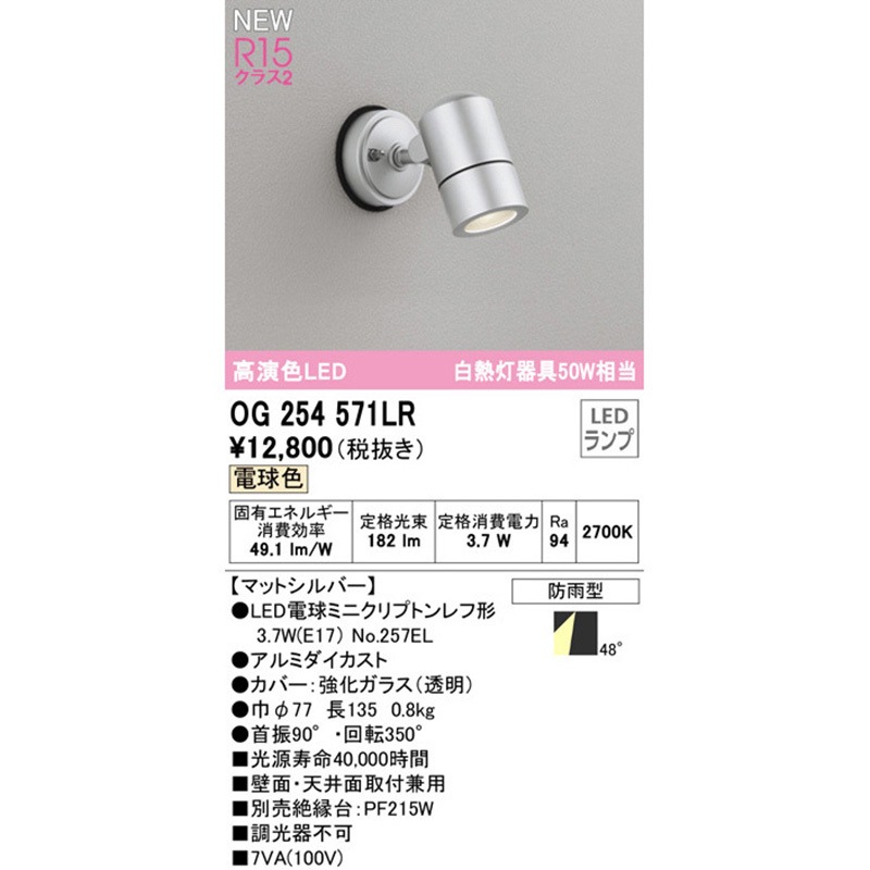 OG254571LR エクステリアスポットライト ODELIC(オーデリック) 100V