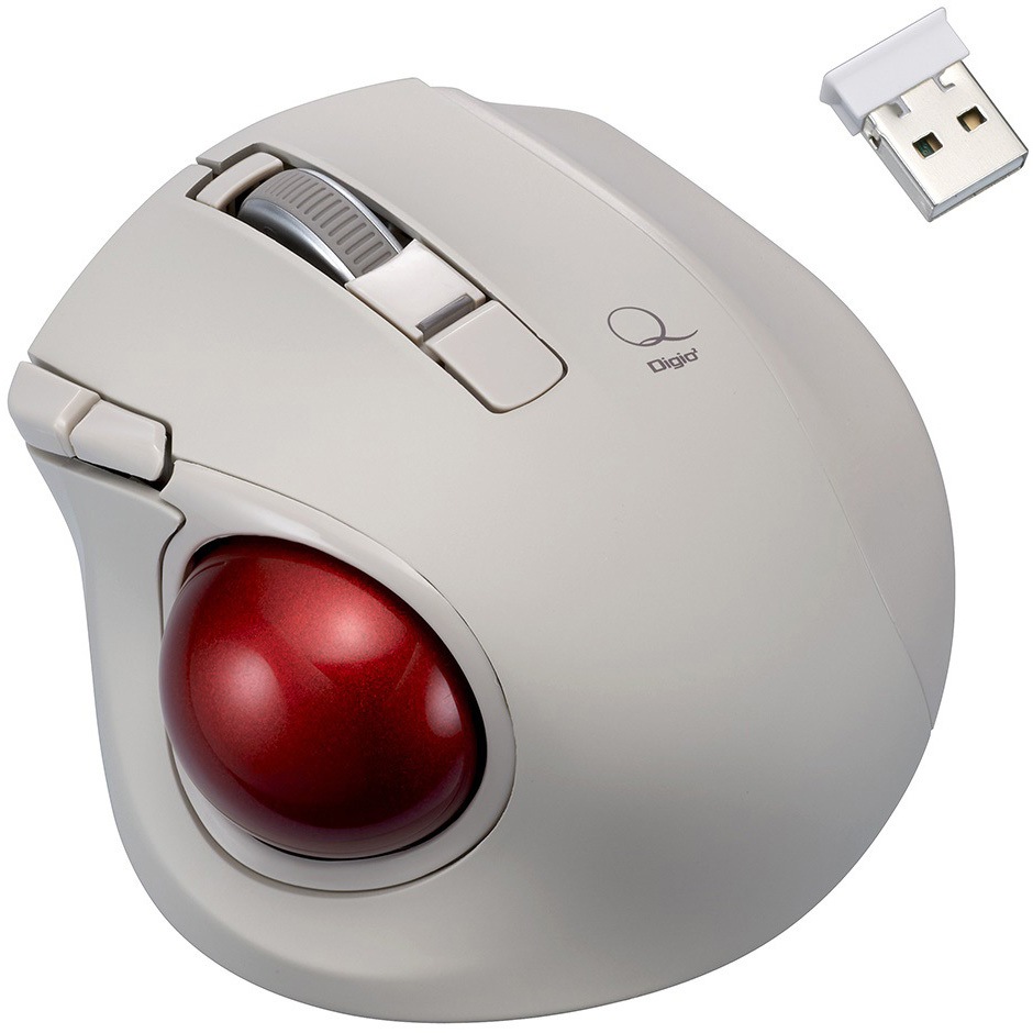 MUS-TRLF224GY 小型無線静音5ボタンレーザー式親指トラックボール ナカバヤシ グレージュ色   MUS-TRLF224GY