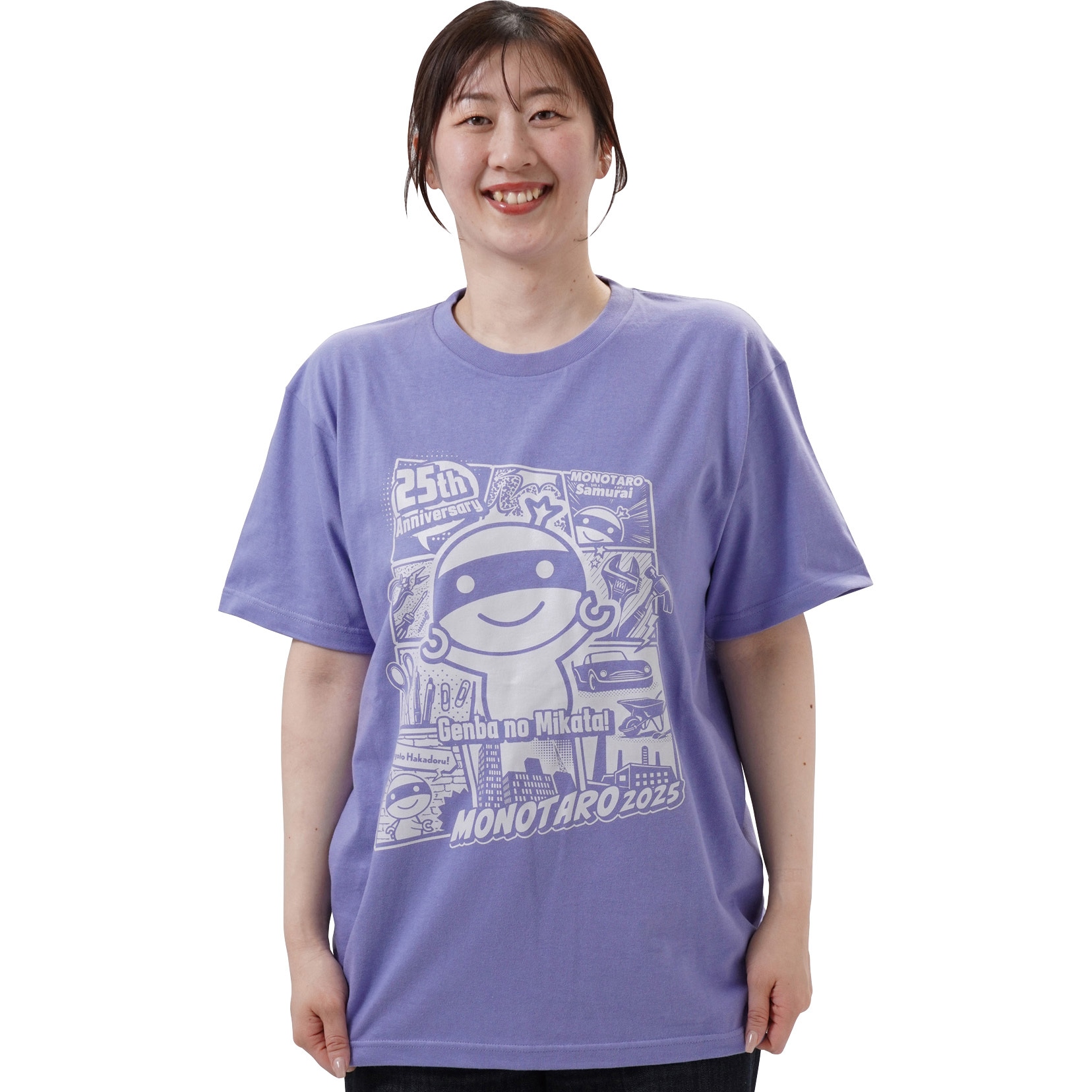 モノタロウ Tシャツ 2025 モノタロウ. ダスティブルー色 混率綿